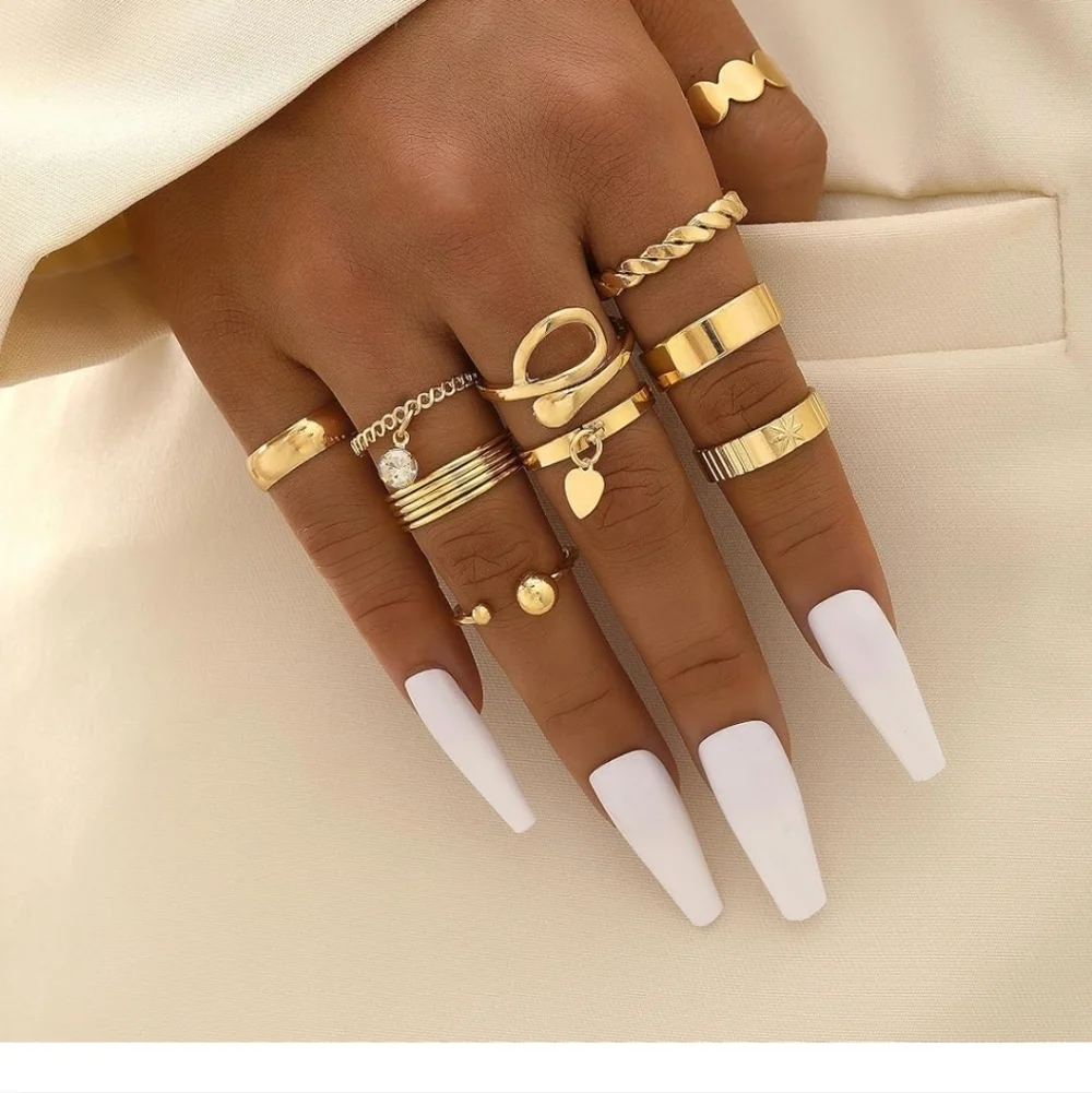 Gold Stackable Midi & Knuckle Ring Set - Women Jewelry 24 Pc